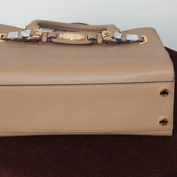 NWT MICHAEL KORS HAMILTON LEATHER EW KHAKI CHAIN SATCHEL CROSSBODY HANDBAG - Picture 8 of 8